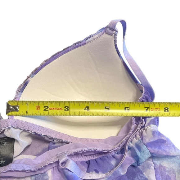 Women's Watercolor Floral Chiffon Babydoll Lingerie - Picture 4 of 4